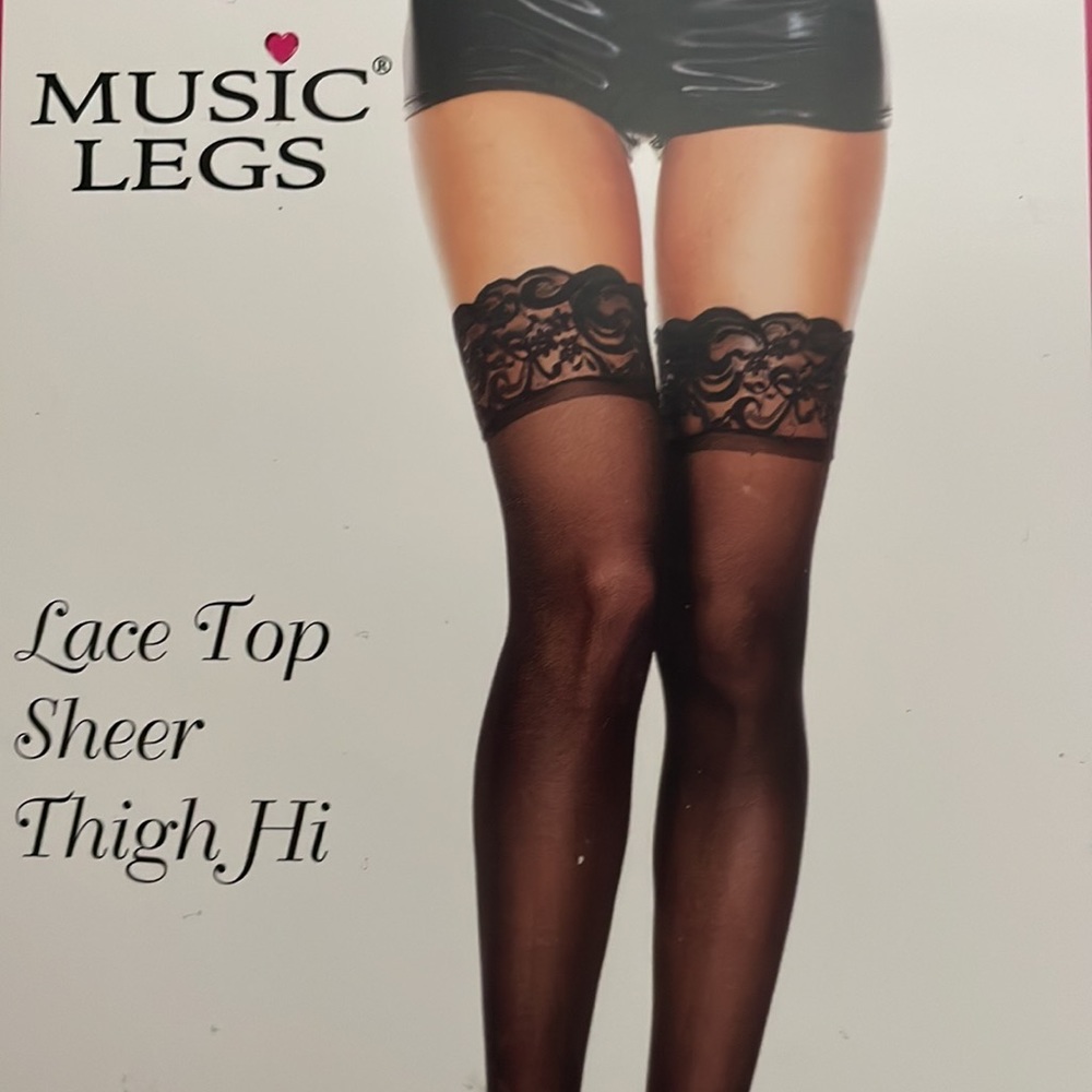 Music Legs Lace Top Sheer Thigh Hi 10pairs